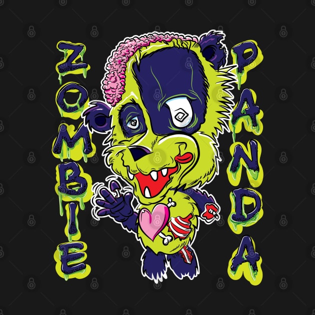 Cute Zombie Panda Cartoon Character by eShirtLabs