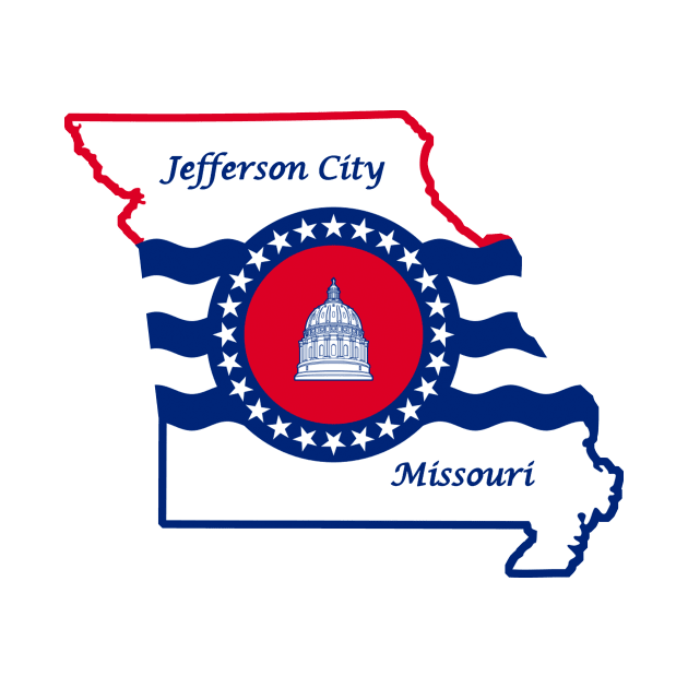 Jefferson City Missouri Flag State Outline by zsonn