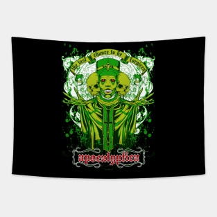 Green Zombie Skull Tapestry