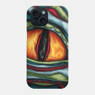 Dragon eye painting, bright fantasy creature art Phone Case