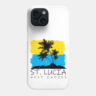 St Lucia National Colors with Palm Silhouette Phone Case