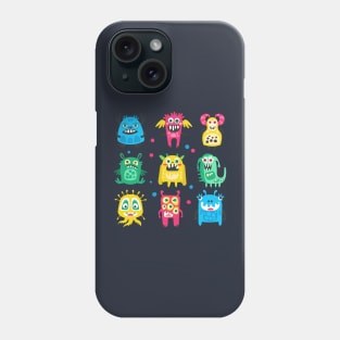 aliens bacteria cartoon set Phone Case