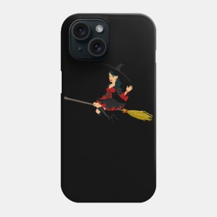 Halloween Witch On Flying Broom Phone Case