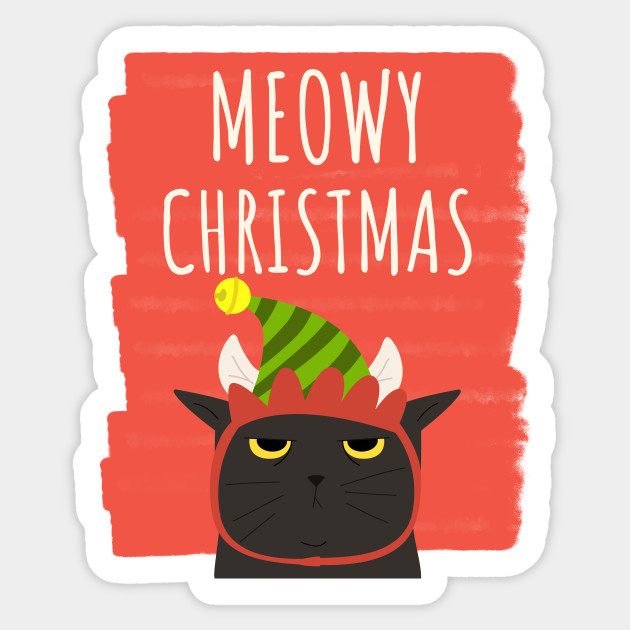Funny Cat Merry Christmas Holiday Christmas Cat Sticker