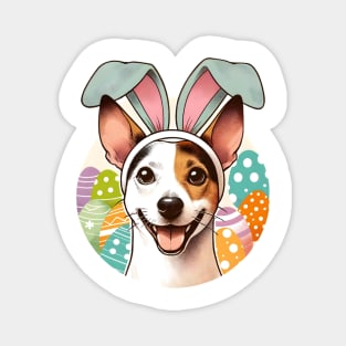 Rat Terrier Embraces Easter with Bunny Ears Magnet