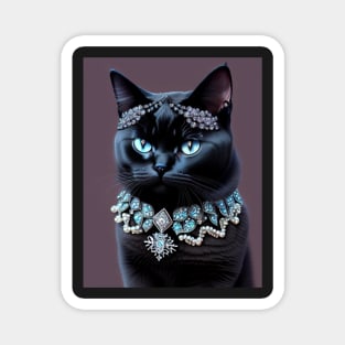 Black British Shorthair With Gems Magnet