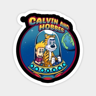 oh no this Calvin and hobbes on galaxy Magnet