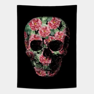 Vintage Botanical Skull Tapestry