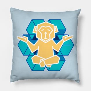 Geometrical spiritual meditating monkey Pillow