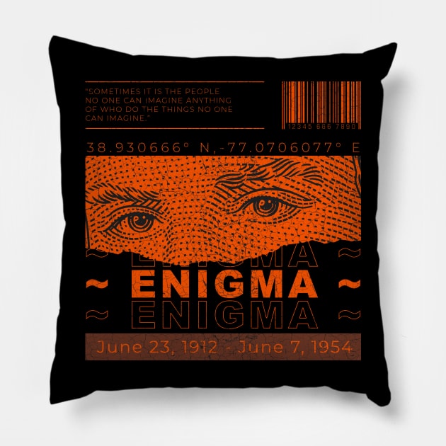 Alan Turing Enigma // Streetwear Art Pillow by Davy Cloth