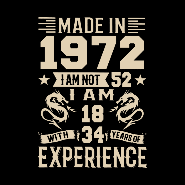 Made In 1972 I Am Not 52 I Am 18 With 34 Years Of Experience by Happy Solstice