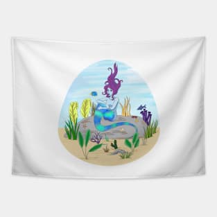 Sea Serpent Mermaid Tapestry