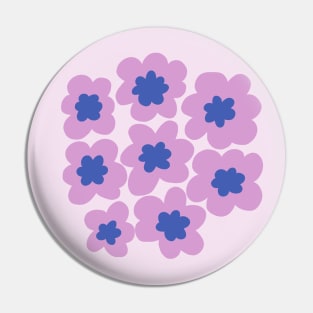 70s retro hippie flowers in lavender and blue Pin