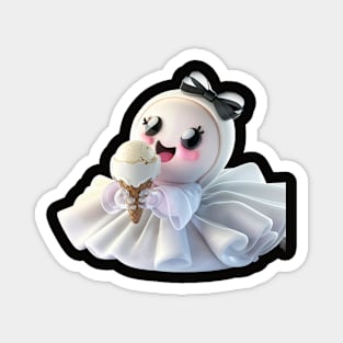 Cute ghost princess eating icecream Magnet