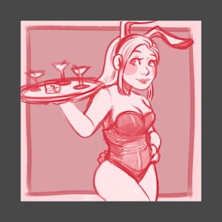 Bunny Girl Pink Sketch Waitress T-Shirt