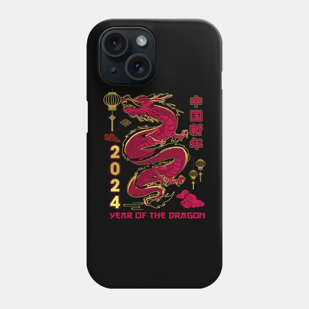 Chinese Year of Dragon 2024 Happy New Year Christmas 2024 Phone Case by Gendon Design