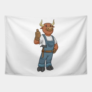 Bull as Handyman with Hammer Tapestry