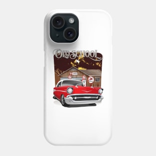 1957 Red and White Old School Chevy Bel Air Phone Case