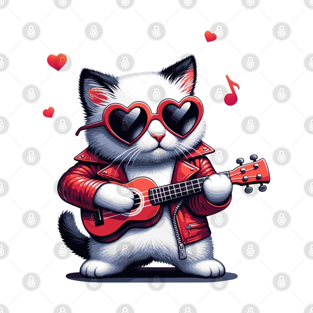 rock cat with ukulele by jessie848v_tw