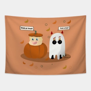 Pumpkin Aziraphale and Ghost Crowley Tapestry