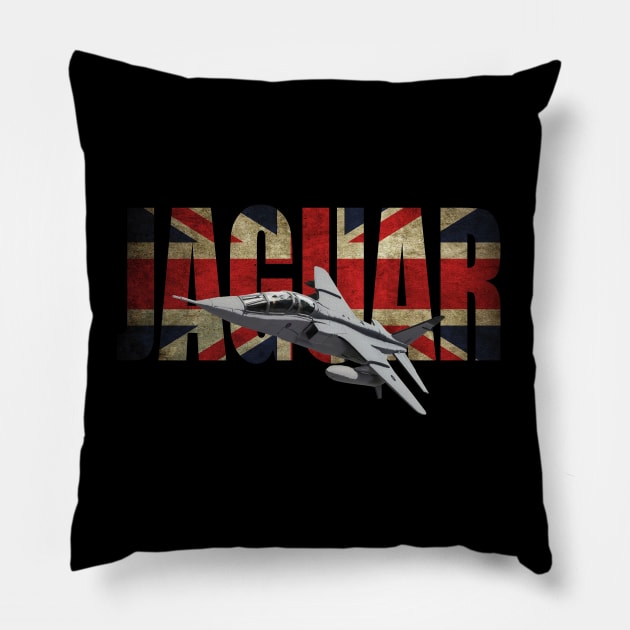 RAF SEPECAT Jaguar British Plane Union Jack Flag Pillow by Dirty Custard Designs 