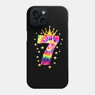 Colorful Tie Dye Number Year Old Girls 7th Birthday Phone Case