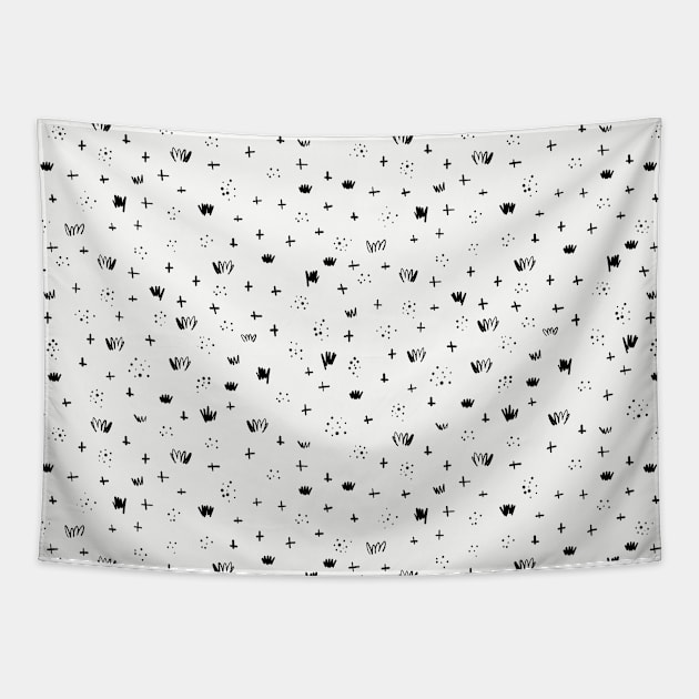 Black Doodles On White Tapestry by Sandra Hutter Designs