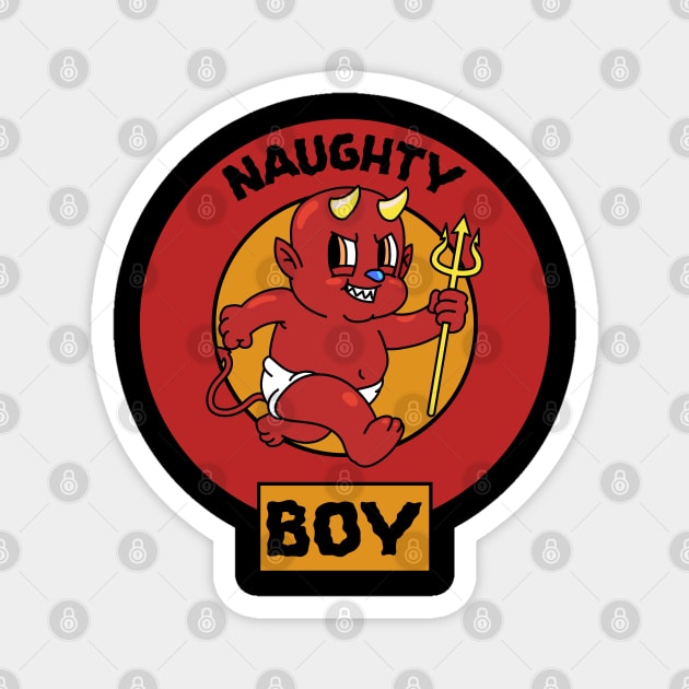 Naughty Boy – Cute Devil Cartoon Halloween Design Magnet by Stylecombinator
