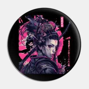 Samurai Girl Pink Asian Warrior Pin