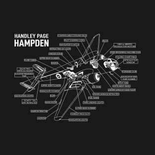 Handley Page HP 52 Hampden Bomber Plane Schematic Infographic Blueprint Diagram Gift T-Shirt