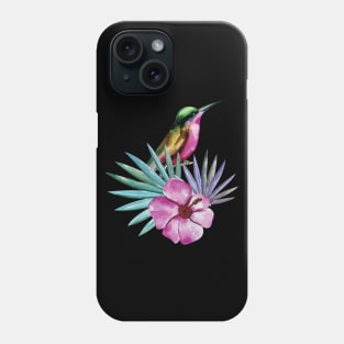 Watercolor Tropical Jungle Hummingbird with Palm Trees Phone Case