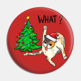 What? Cat Christmas Pin