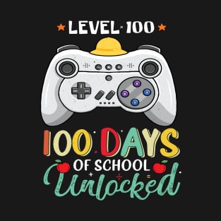 Happy 100 Days Of School level 100 unlocked gamer Kids T-Shirt