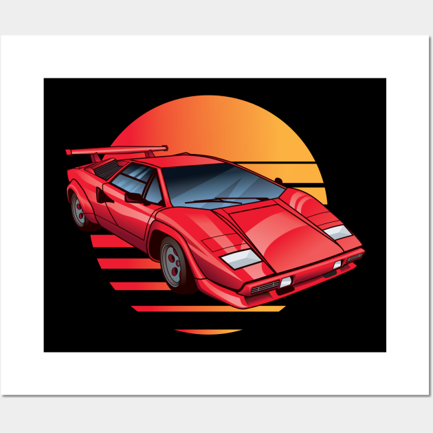 Red Lamborghini Countach - Lamborghini - Posters and Art Prints | TeePublic