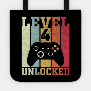 Level 4 Unlocked Funny Video Gamer 4th Birthday Gift Tote