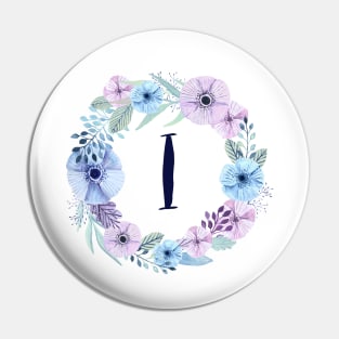 Floral Monogram I Icy Winter Blossoms Pin