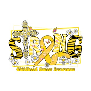 Childhood Cancer Awareness - cross ribbon Strong hope love T-Shirt