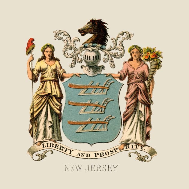 1876 New Jersey Coat of Arms by historicimage