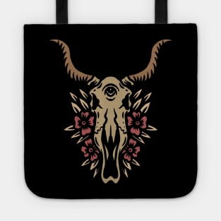 bull skull tattoo Tote