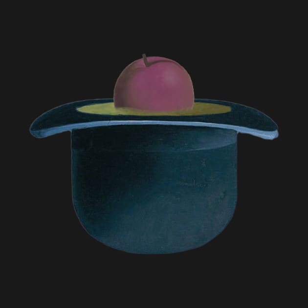 A single plum floating in perfume served in a man's hat by Exposation