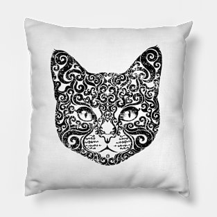 Swirly Cat (b/w) Pillow