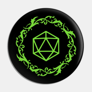 Magical Polyhedral D20 Dice Green Tabletop Roleplaying RPG Gaming Addict Pin