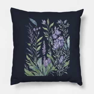 Lilac Wildflowers Watercolor Pillow