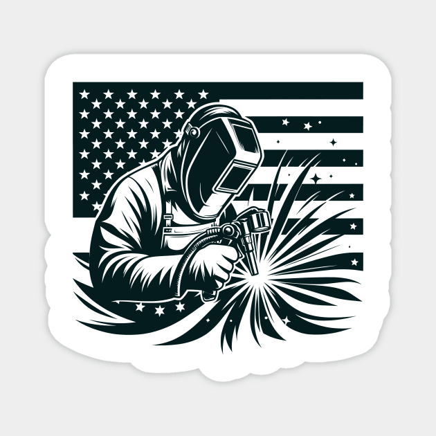 Welding American Welder USA Flag Magnet by Visual Vibes