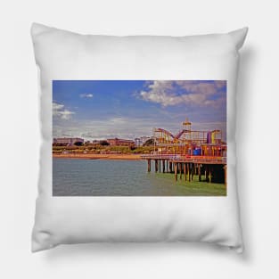 Clacton On Sea Pier And Beach Essex UK Pillow