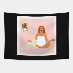 Yoga Dog Mom Tapestry