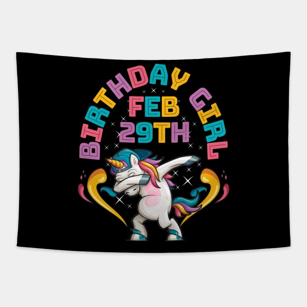 Birthday Girl Unicorn Leap Year February 29th Tapestry by aneisha