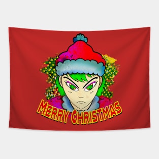 Anime Santa digital draw for christmas gifts Tapestry