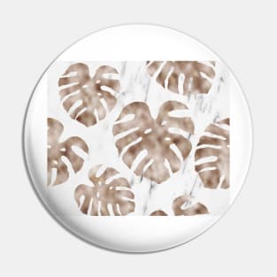 Rose gold monstera on white marble Pin