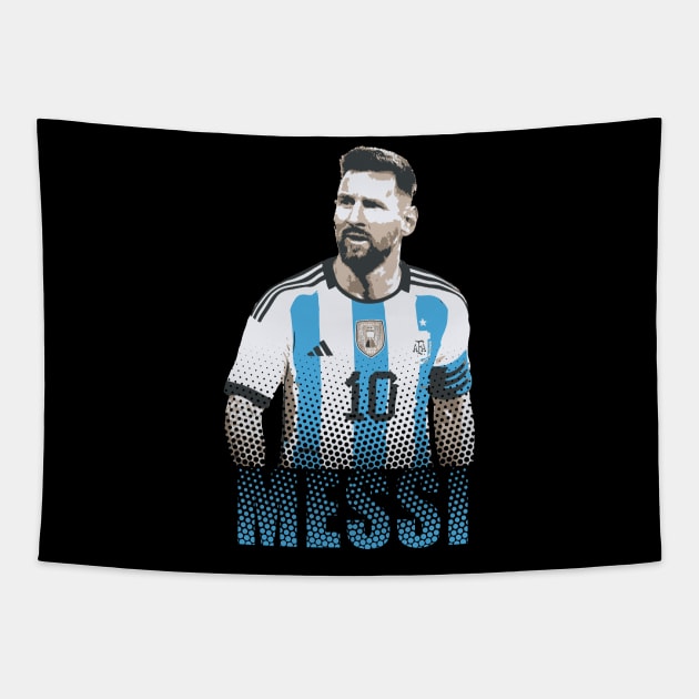 Messi Tribute - Lionel Soccer Player Goat Messi - Ronaldo Soccer Mbappe Messi Argentina Maradona Michael Jordan Inter Miami Ronaldinho Argentina Cristiano Ronaldo - 10 - Barcelona vs real Madrid - World Cup - Mundial de Futbol Tapestry by TributeDesigns